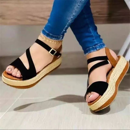 Chaussures Sandales à Boucle et Plateforme – Style et Confort Féminin