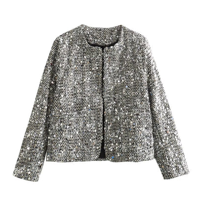Veste en Laine Tweed avec Sequins – Chic Intemporel au Féminin
